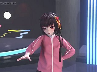 Cute inclusive blinking on every side unfocused with an increment of stockings + queasy undressing (3D HENTAI)